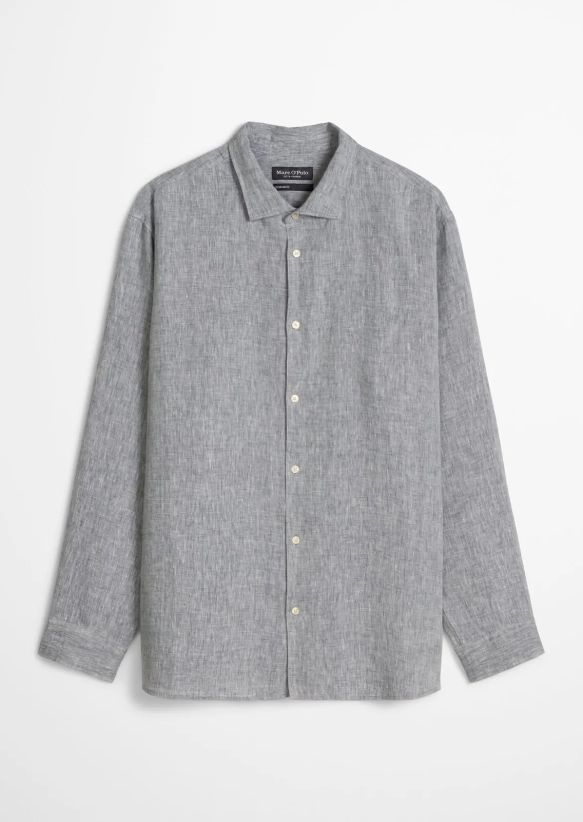 Haifischkragen-Hemd shaped aus feinem Leinen-Chambray