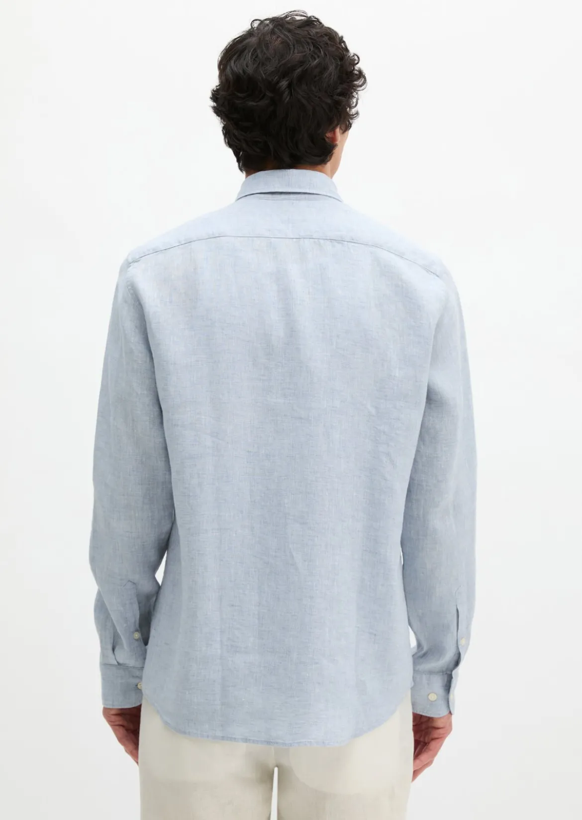 Haifischkragen-Hemd shaped aus feinem Leinen-Chambray