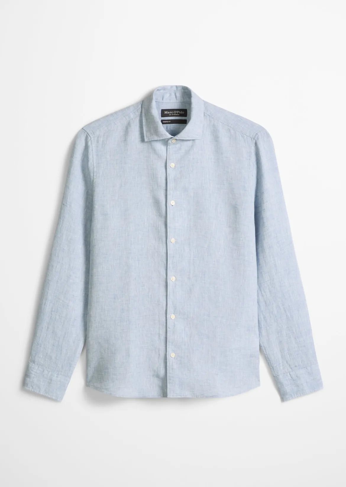 Haifischkragen-Hemd shaped aus feinem Leinen-Chambray