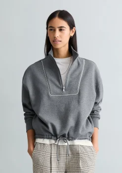 Half-Zip-Sweatshirt relaxed aus weichem Organic-Cotton-Mix