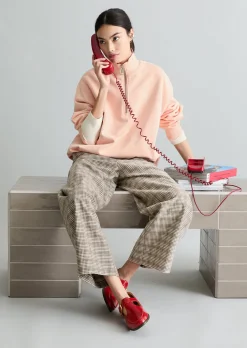 Half-Zip-Sweatshirt relaxed in Garment Dye-Qualität