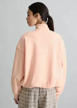 Half-Zip-Sweatshirt relaxed in Garment Dye-Qualität