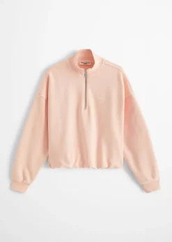 Half-Zip-Sweatshirt relaxed in Garment Dye-Qualität