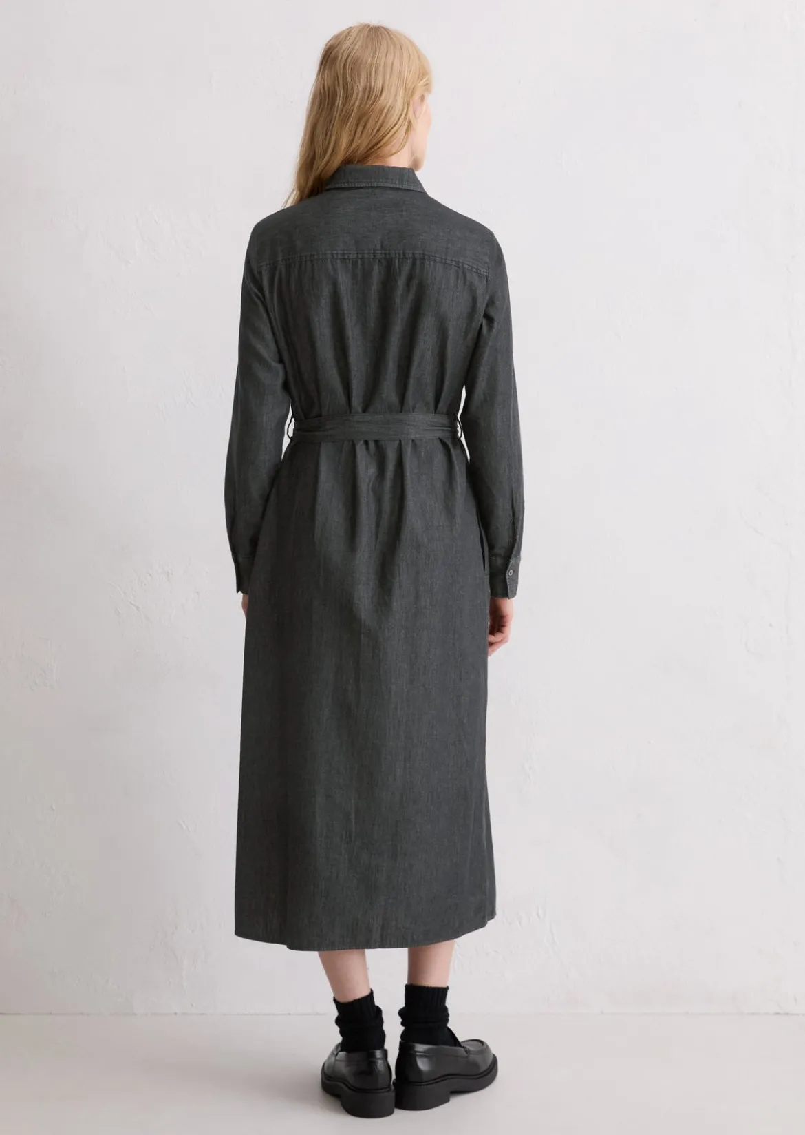 Hemdblusenkleid regular aus Baumwoll-Chambray