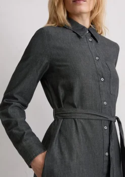 Hemdblusenkleid regular aus Baumwoll-Chambray