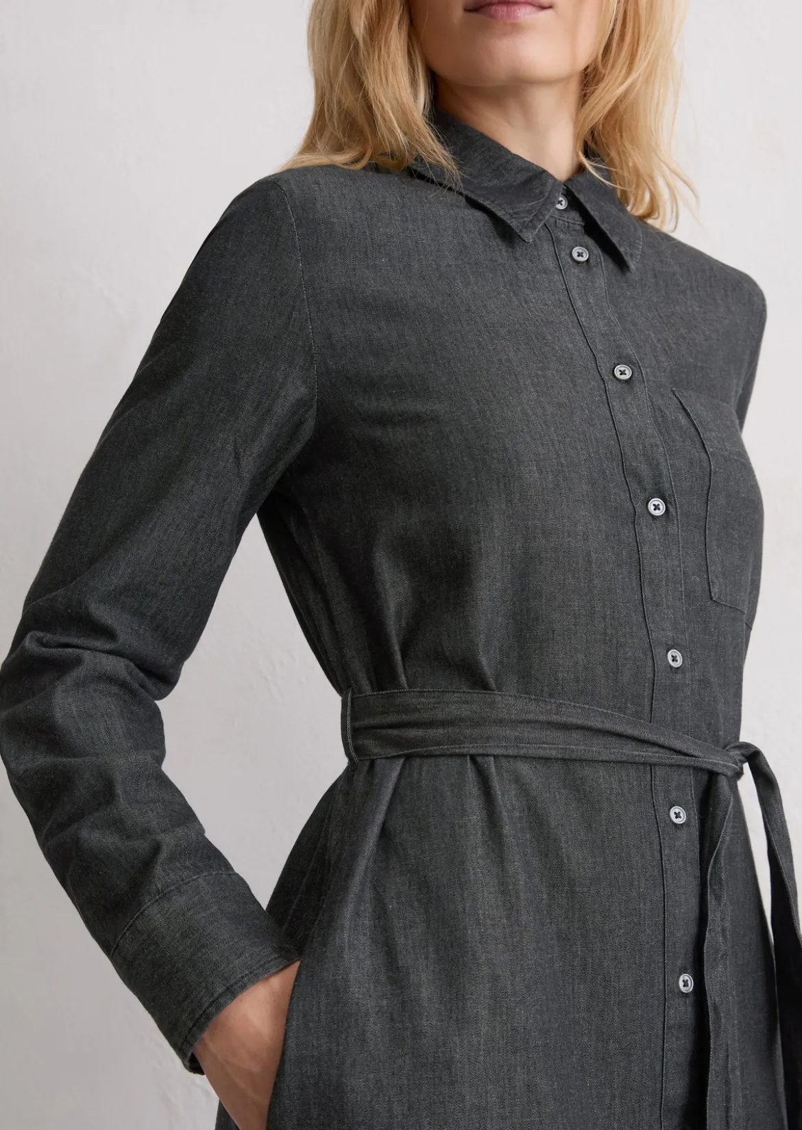 Hemdblusenkleid regular aus Baumwoll-Chambray
