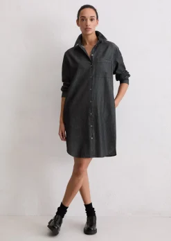 Hemdblusenkleid regular aus Baumwoll-Chambray