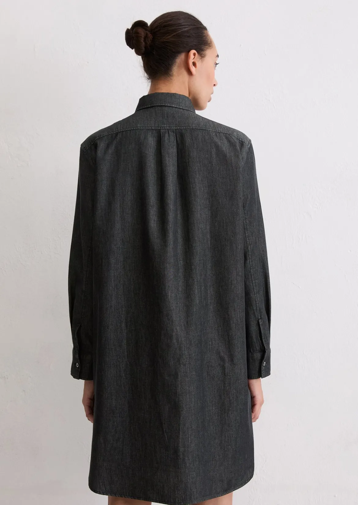 Hemdblusenkleid regular aus Baumwoll-Chambray