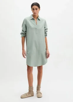 Hemdblusenkleid relaxed aus Organic-Cotton-Lyocell-Leinen-Mix