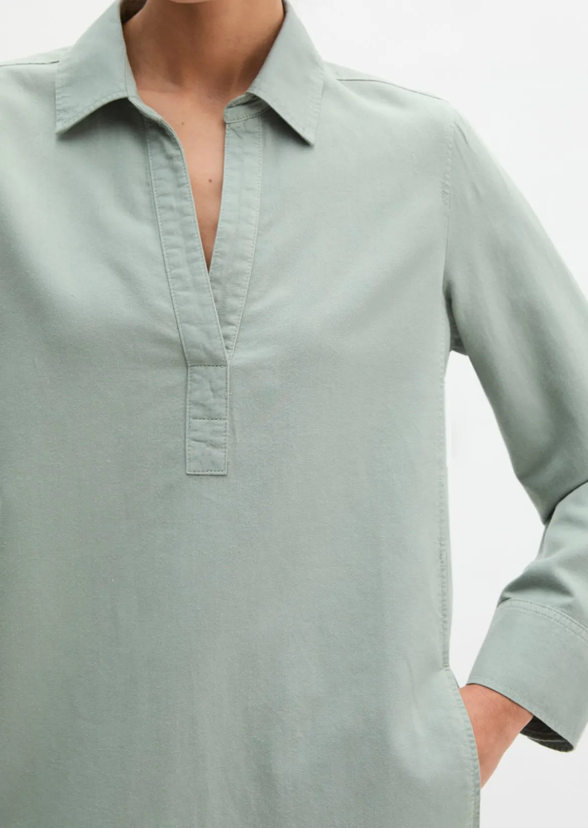 Hemdblusenkleid relaxed aus Organic-Cotton-Lyocell-Leinen-Mix