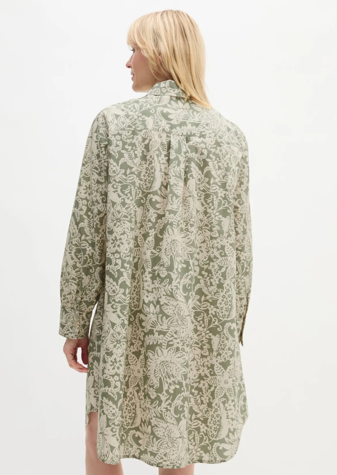 Hemdblusenkleid relaxed aus Papertouch-Popeline mit Allover-Print