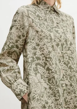Hemdblusenkleid relaxed aus Papertouch-Popeline mit Allover-Print