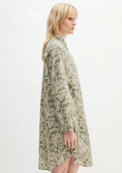 Hemdblusenkleid relaxed aus Papertouch-Popeline mit Allover-Print