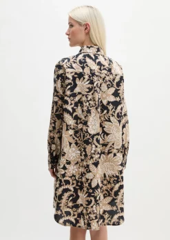 Hemdblusenkleid relaxed aus Papertouch-Popeline mit Allover-Print