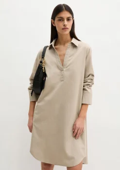 Hemdblusenkleid relaxed aus Organic-Cotton-Lyocell-Leinen-Mix