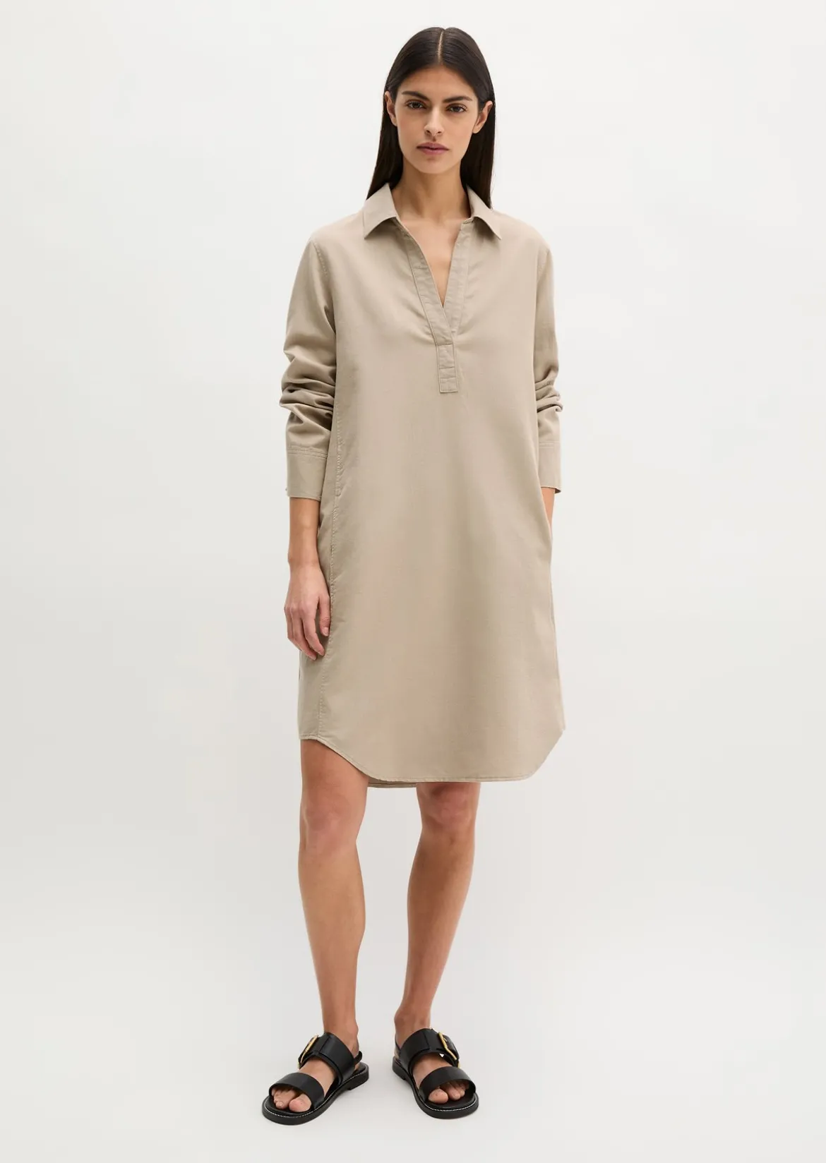 Hemdblusenkleid relaxed aus Organic-Cotton-Lyocell-Leinen-Mix