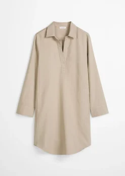Hemdblusenkleid relaxed aus Organic-Cotton-Lyocell-Leinen-Mix