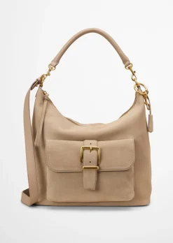 Hobo Bag aus softem Velours-Rindleder