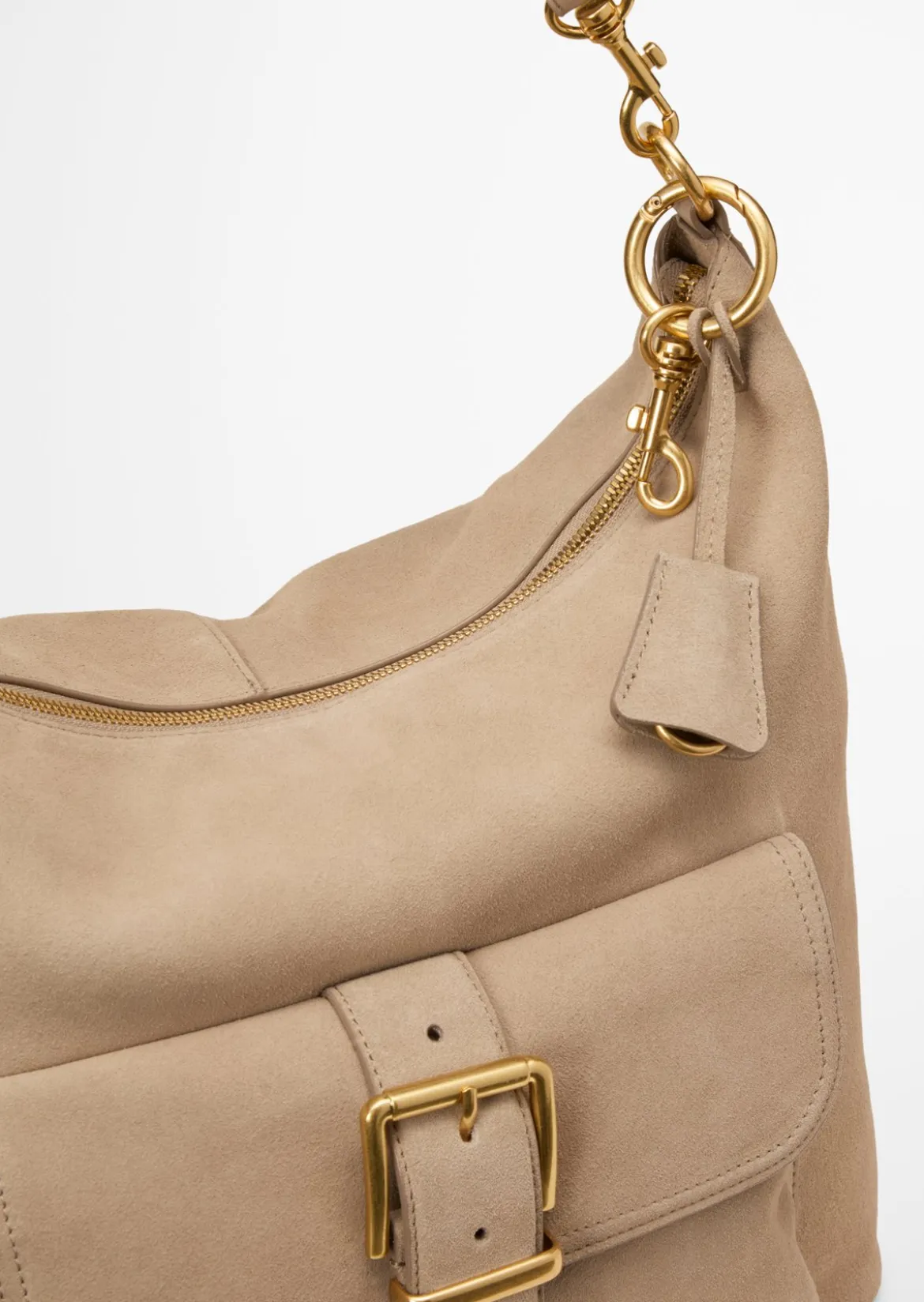 Hobo Bag aus softem Velours-Rindleder