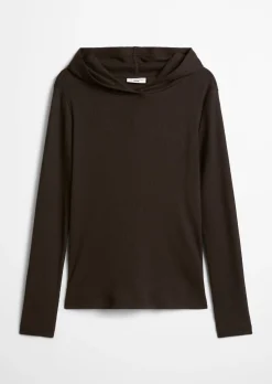 Hoodie-Longsleeve slim aus softem Bio-Baumwolle-Modal-Stretch-Jersey