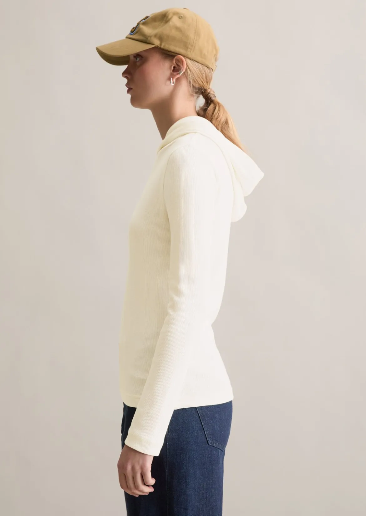 Hoodie-Longsleeve slim aus softem Bio-Baumwolle-Modal-Stretch-Jersey
