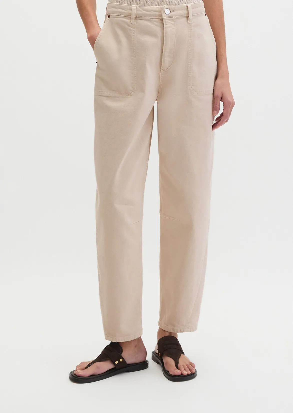 Hose Model Lara barrel cropped aus Organic Cotton Stretch