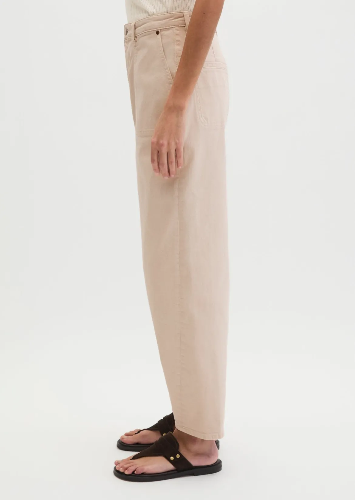 Hose Model Lara barrel cropped aus Organic Cotton Stretch