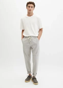 Hose Model Morot Jogger tapered aus Bio-Baumwoll-Leinen-Mix