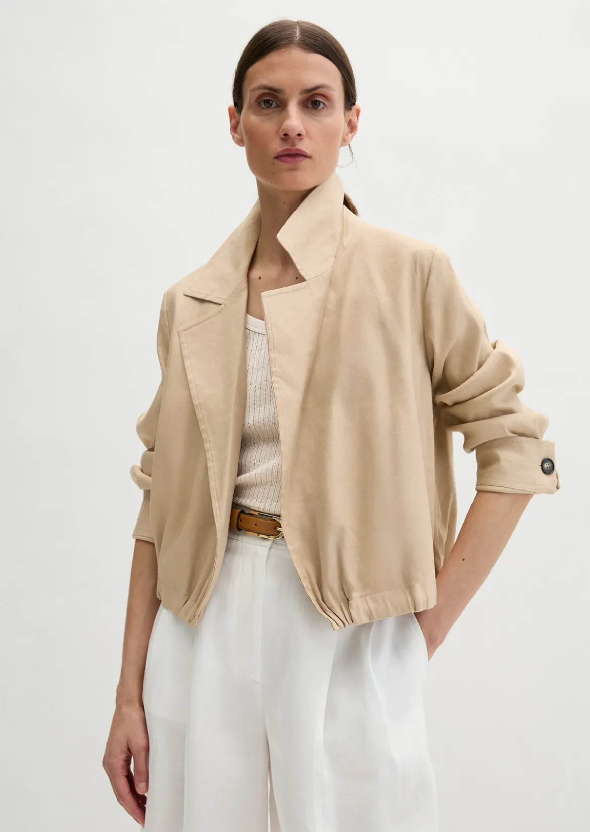 Indoor-Jacke relaxed aus Viskose-Leinen-Stretch