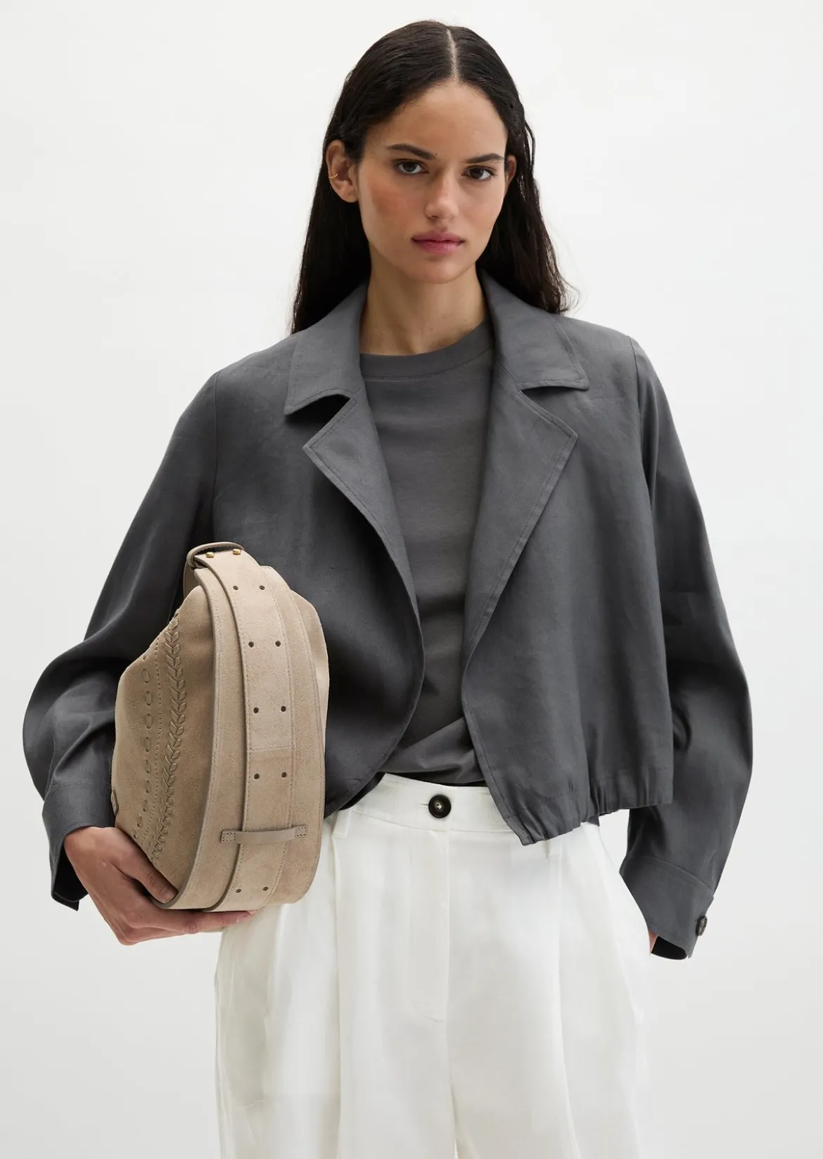 Indoor-Jacke relaxed aus Viskose-Leinen-Stretch