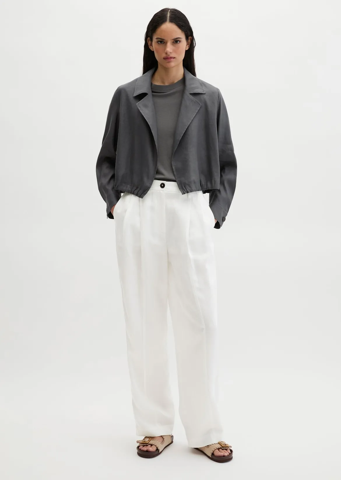 Indoor-Jacke relaxed aus Viskose-Leinen-Stretch