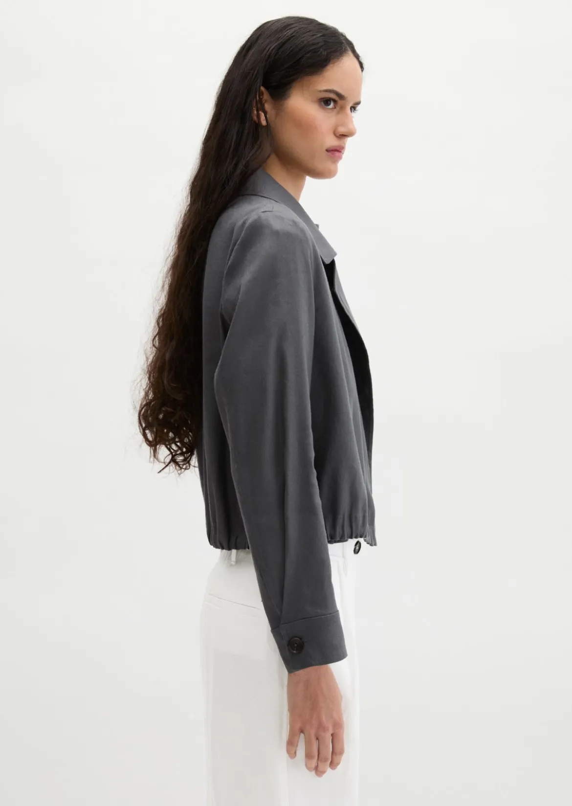 Indoor-Jacke relaxed aus Viskose-Leinen-Stretch