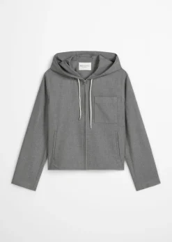 Indoor-Kapuzenjacke regular aus recyceltem Polyester und Viskose
