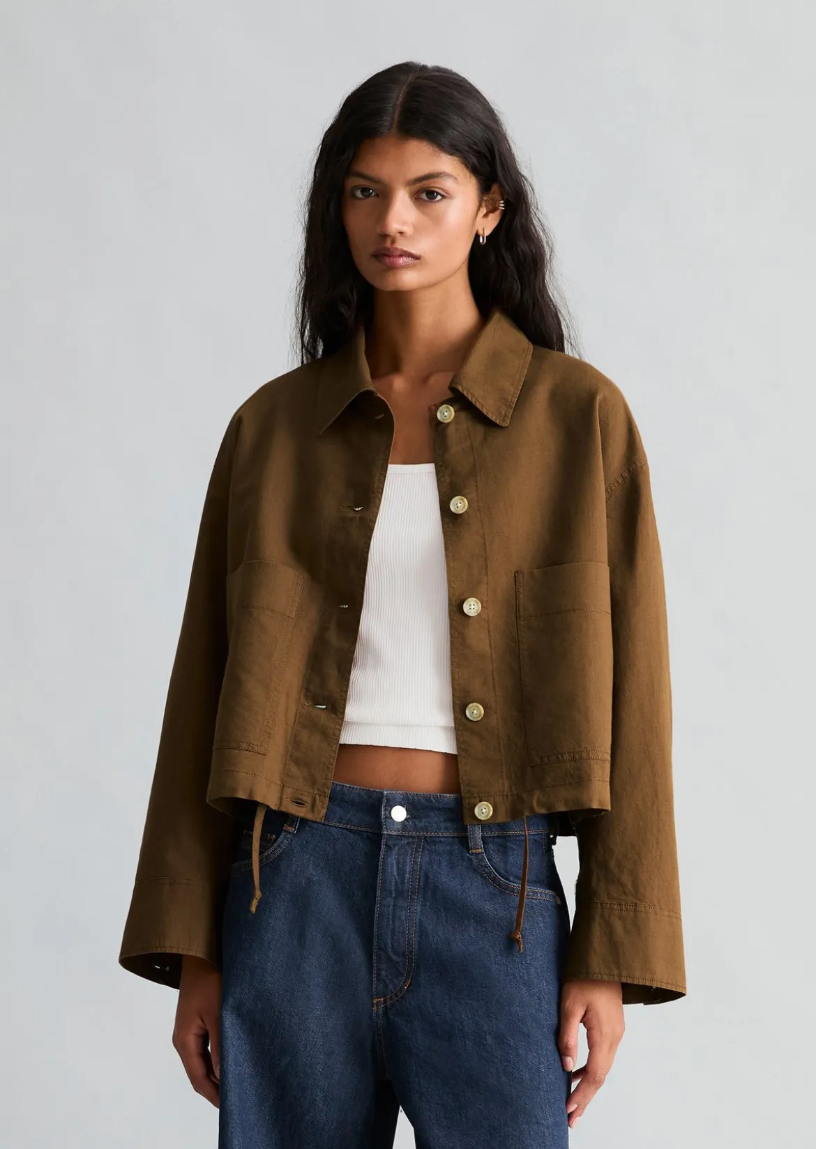 Jacke relaxed aus Leinen-Baumwolle-Mix