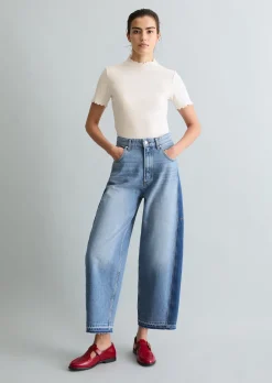 Jeans Model Enni wide barrel cropped mit Ananasblattfasern