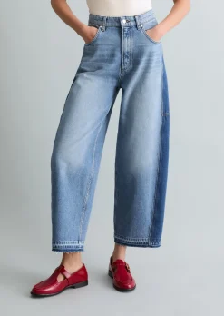 Jeans Model Enni wide barrel cropped mit Ananasblattfasern