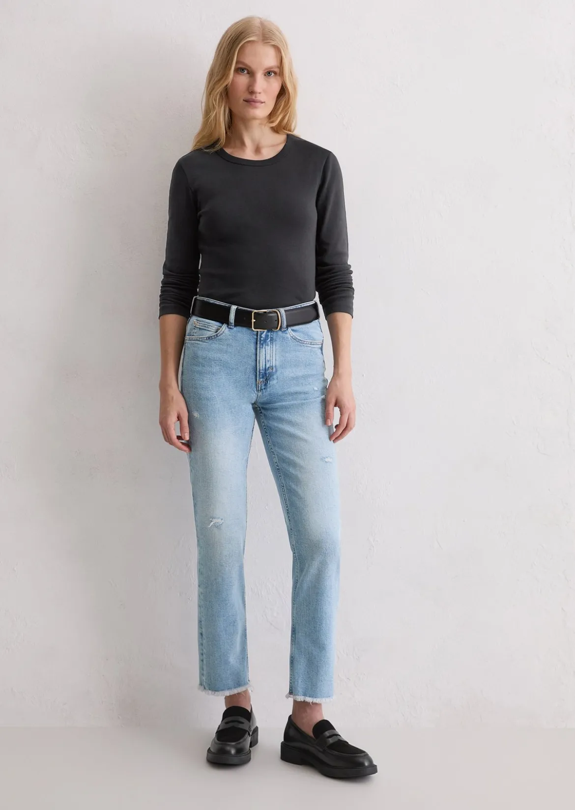 Jeans Model Linde straight cropped aus Bio-Baumwolle-Stretch