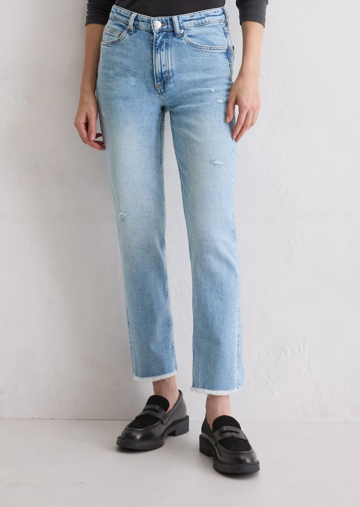 Jeans Model Linde straight cropped aus Bio-Baumwolle-Stretch