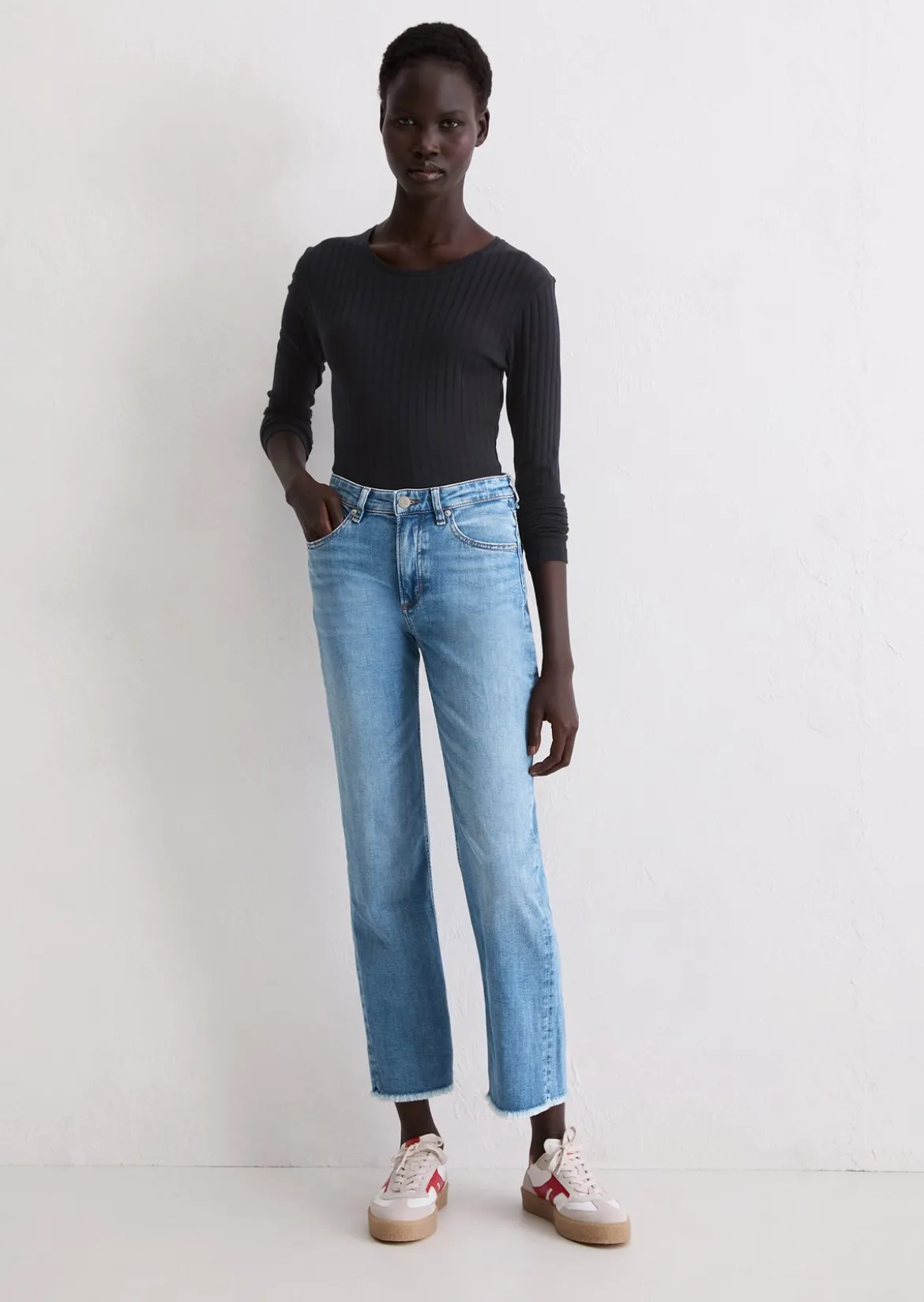 Jeans Model Linde straight cropped aus softem Cashmere Touch Denim