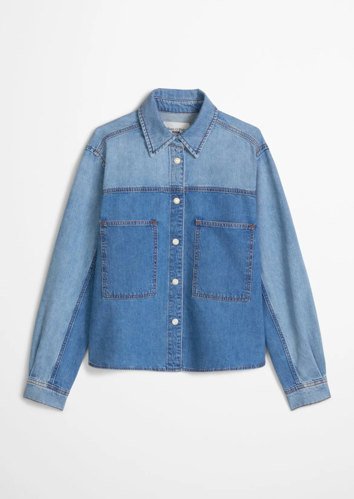 Jeansbluse in Patwork-Optik relaxed mit Ananasblattfasern