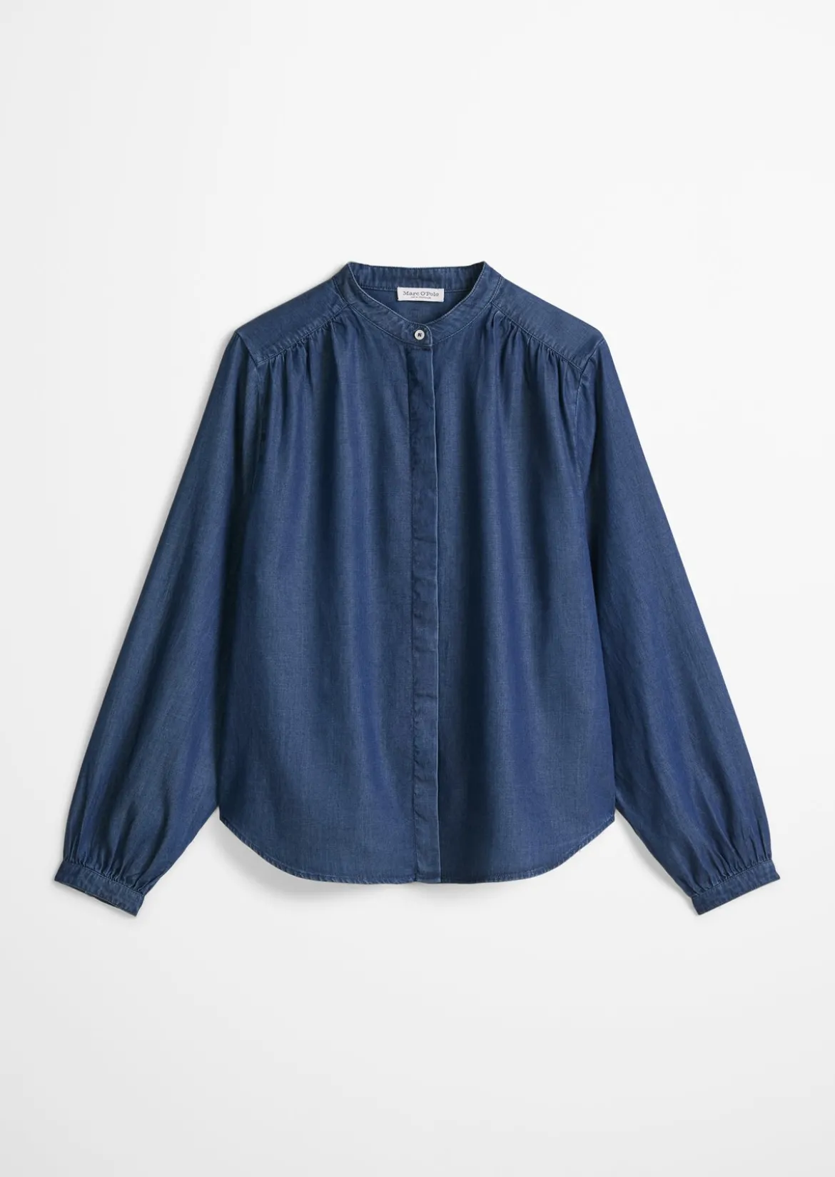 Jeansbluse loose aus Leinen-Mix