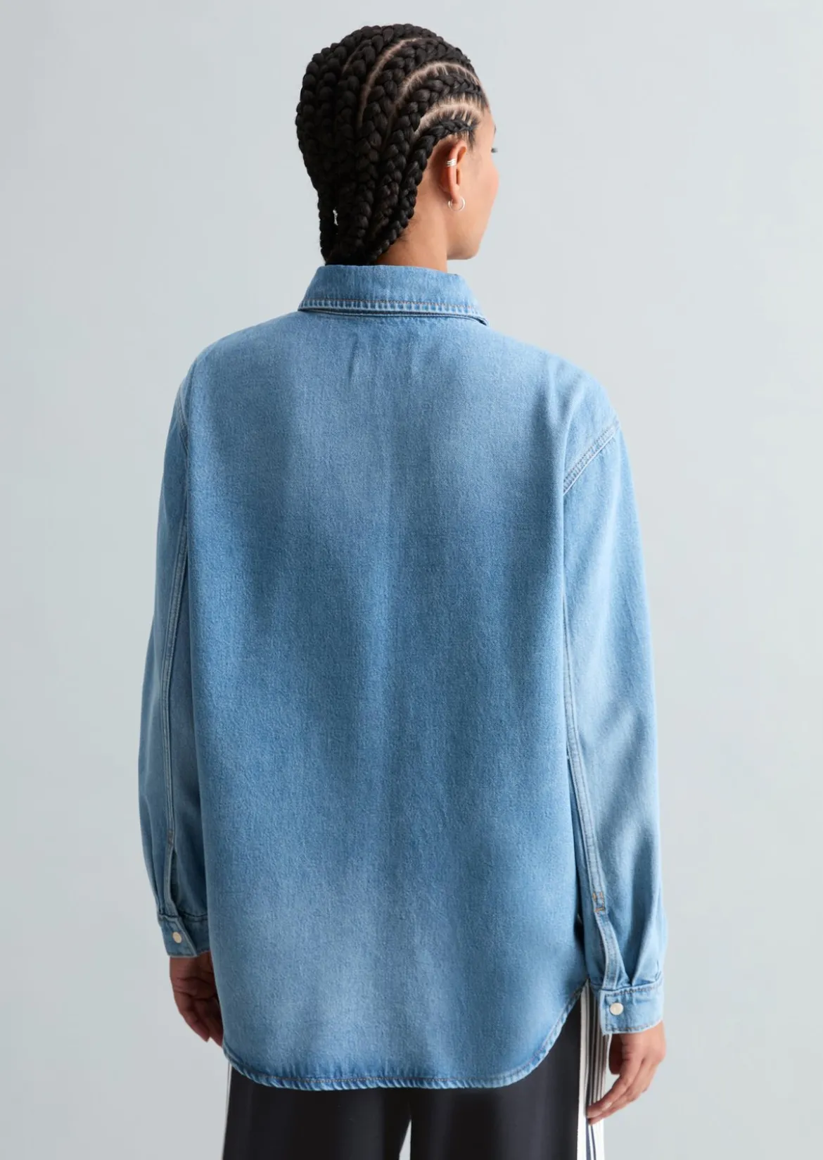 Jeansbluse oversized aus Lyocell-Mix ohne Stretch
