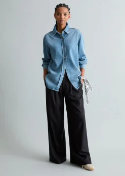 Jeansbluse oversized aus Lyocell-Mix ohne Stretch