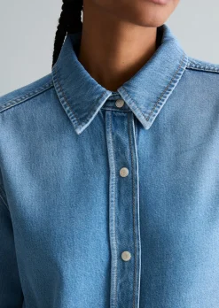 Jeansbluse oversized aus Lyocell-Mix ohne Stretch