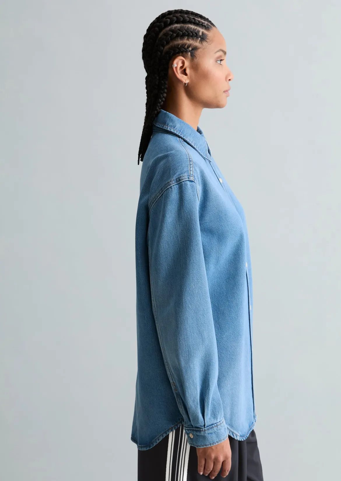 Jeansbluse oversized aus Lyocell-Mix ohne Stretch