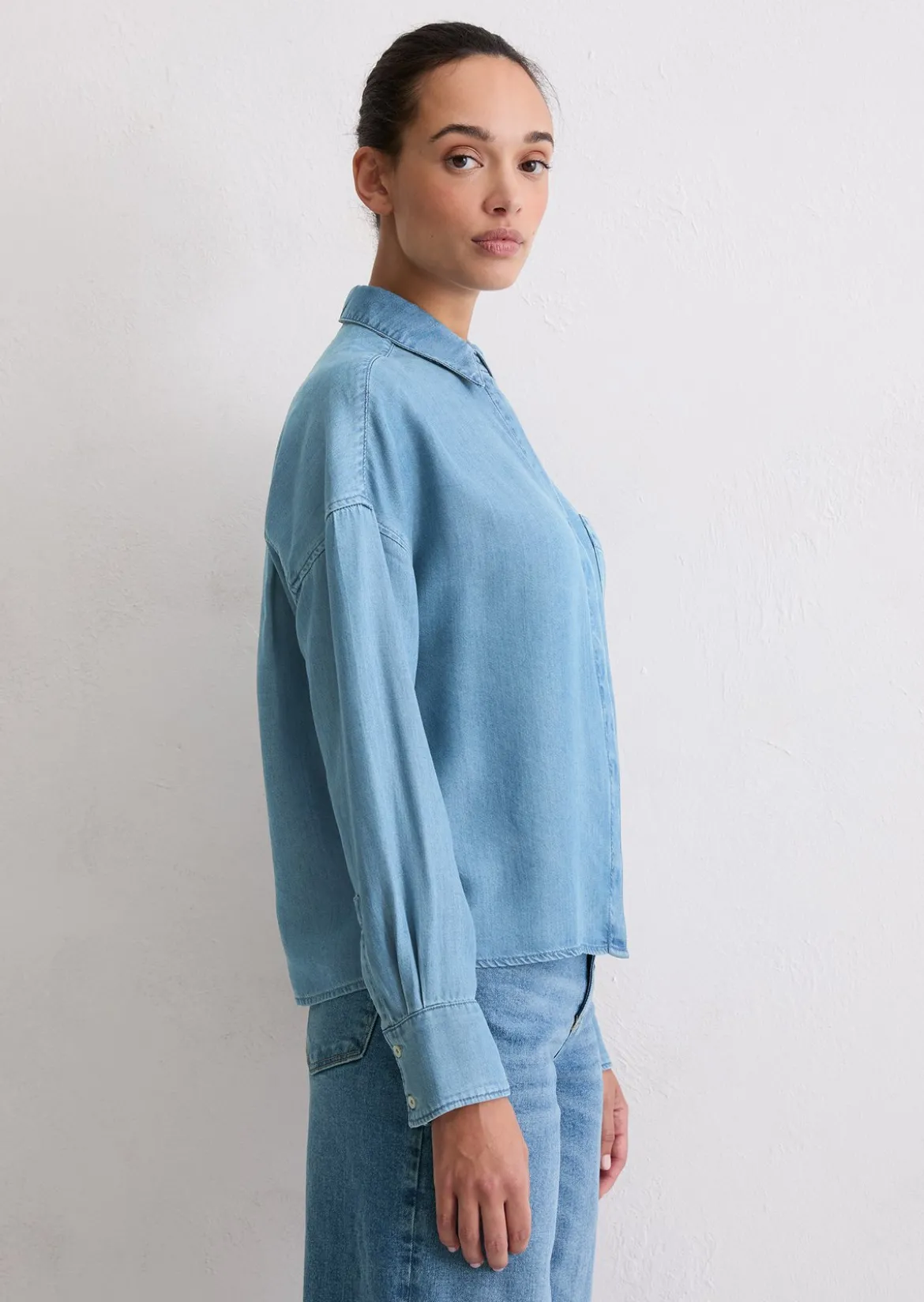 Jeansbluse regular aus TENCEL™ Lyocell