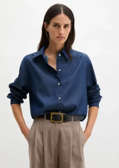 Jeansbluse regular aus TENCEL™ Lyocell-Baumwolle-Mix