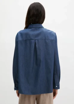 Jeansbluse regular aus TENCEL™ Lyocell-Baumwolle-Mix