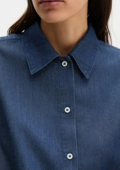 Jeansbluse regular aus TENCEL™ Lyocell-Baumwolle-Mix