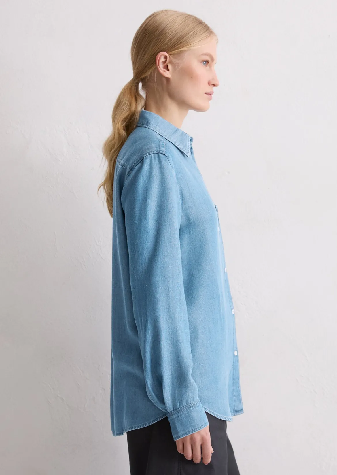 Jeansbluse regular aus TENCEL™ Lyocell
